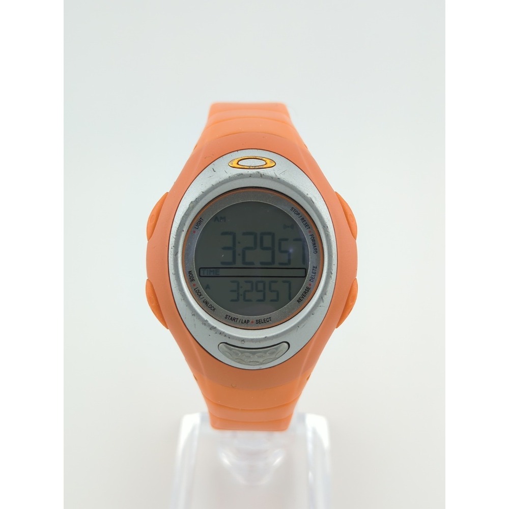 Vintage Oakley D1 Digital Watch Orange & Silver NEW BATTERY - Working